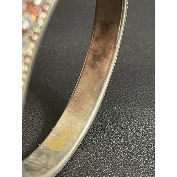 Vintage Rhinestone Bangle Bracelet Red White Sparkly Retro - Picture 10 of 14